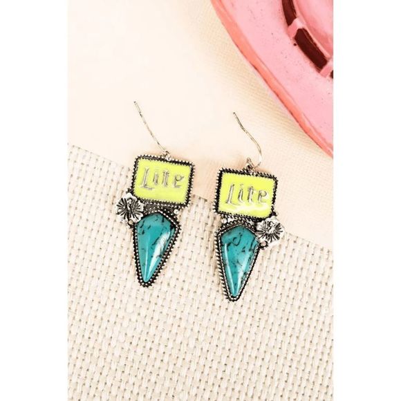 MILLER LITE'S THE GREATEST TURQUOISE EARRINGS - Picture 1 of 2